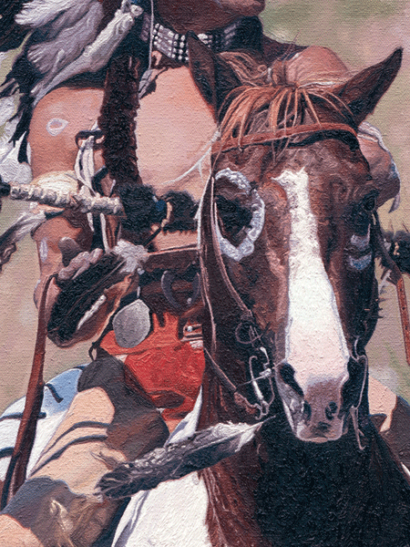 American Indian oil painting of 'Crazy Horse' following his victory over General Custer at The Battle Of The Little Big Horn American Indian oil painting of 'Crazy Horse' following his victory over General Custer at The Battle Of The Little Big Horn