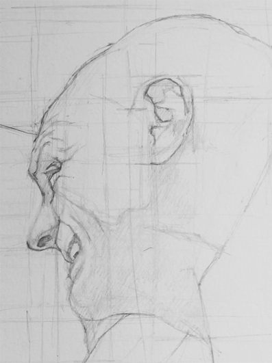 A pencil drawing capturing the energy of a man accusing others