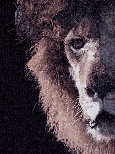 Oil Painting of a Barbary Lion Hunting Oil Painting of a Barbary Lion Hunting