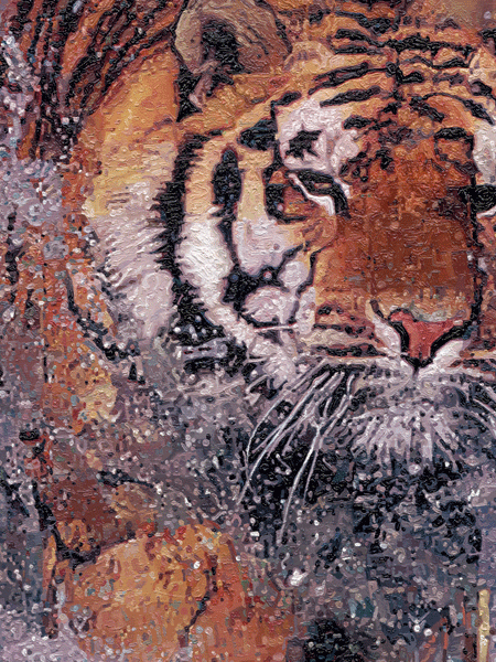 Oil Painting of a Bengal Tiger Hunting Oil Painting of a Bengal Tiger Hunting