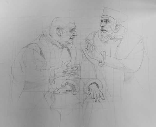 A pencil drawing capturing the energy of a missunderstanding