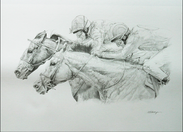 Pencil drawing of Horseracing at Epsom Pencil drawing of Horseracing at Epsom